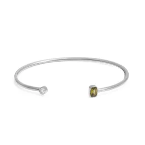 August Peridot Birthstone Bangle - Silver