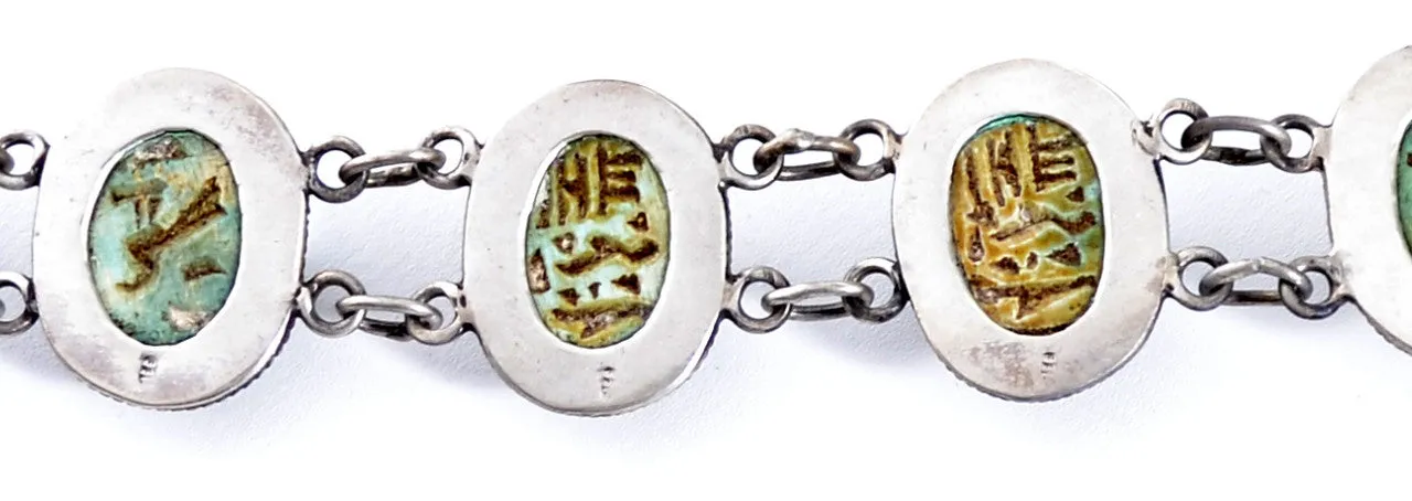 Authentic Egyptian Scarab Bracelet Hallmarked Silver