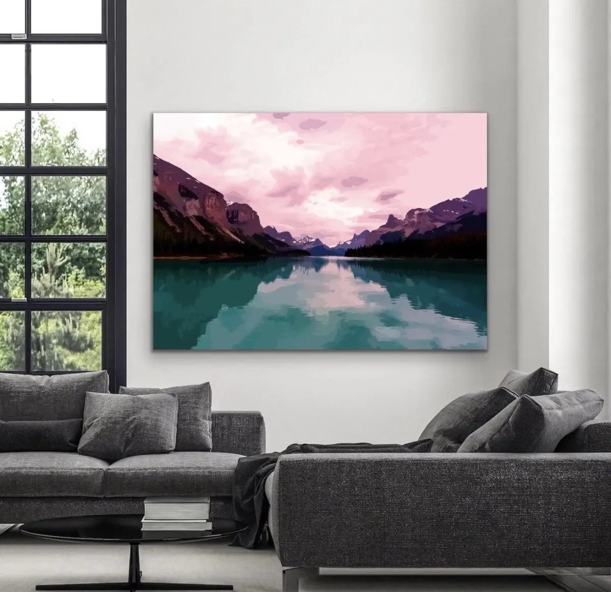 Away From It All - Vivid Mountain Landscape Print in Pink and Green