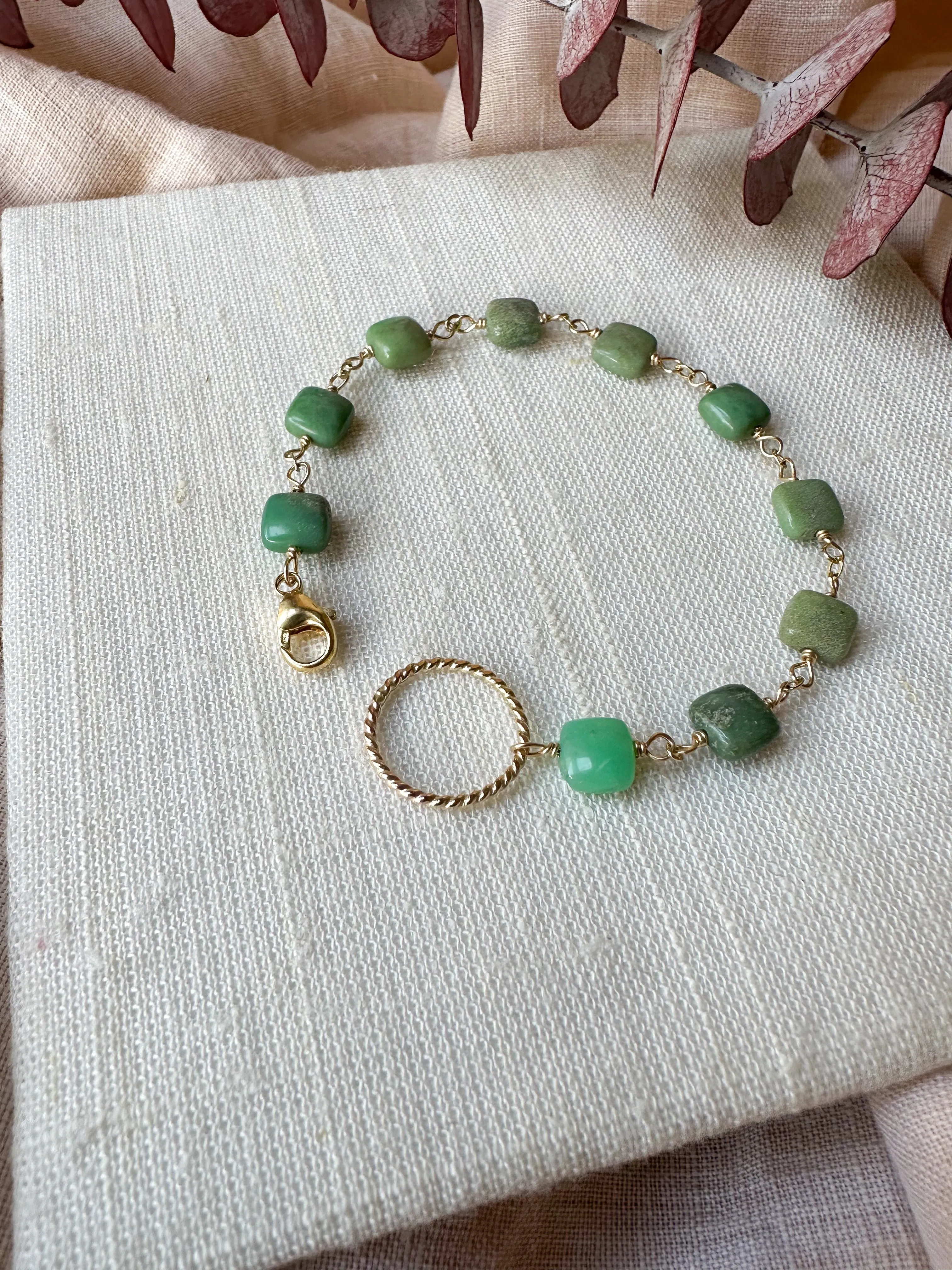 B2304 - forged link with chrysoprase bracelet