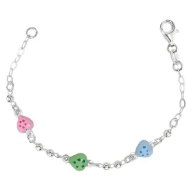 Baby Bracelet With Colorful Heart Charms In Sterling Silver - 6 Inches