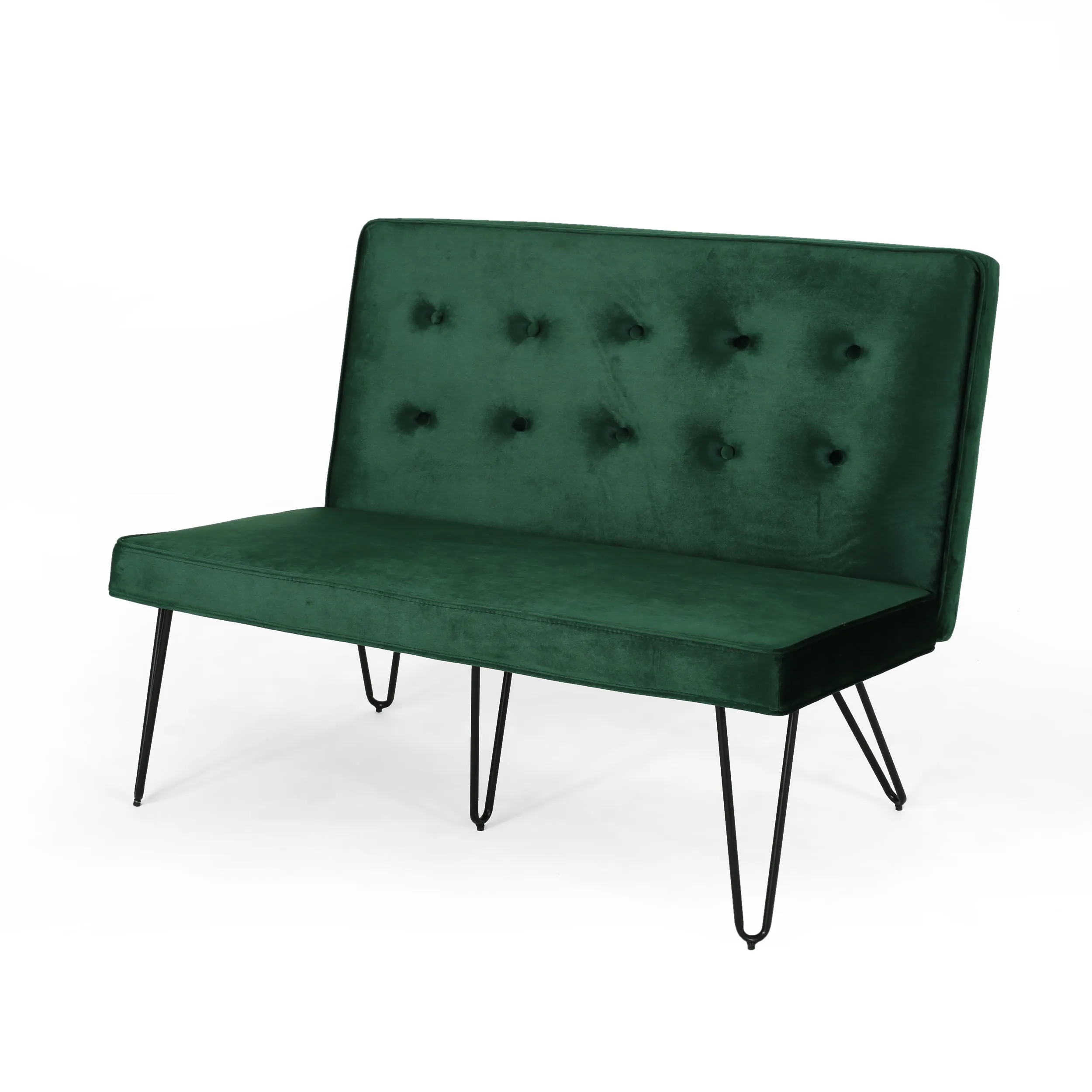 Beatrice Modern Tufted Velvet Dining Bench Settee with Hairpin Legs