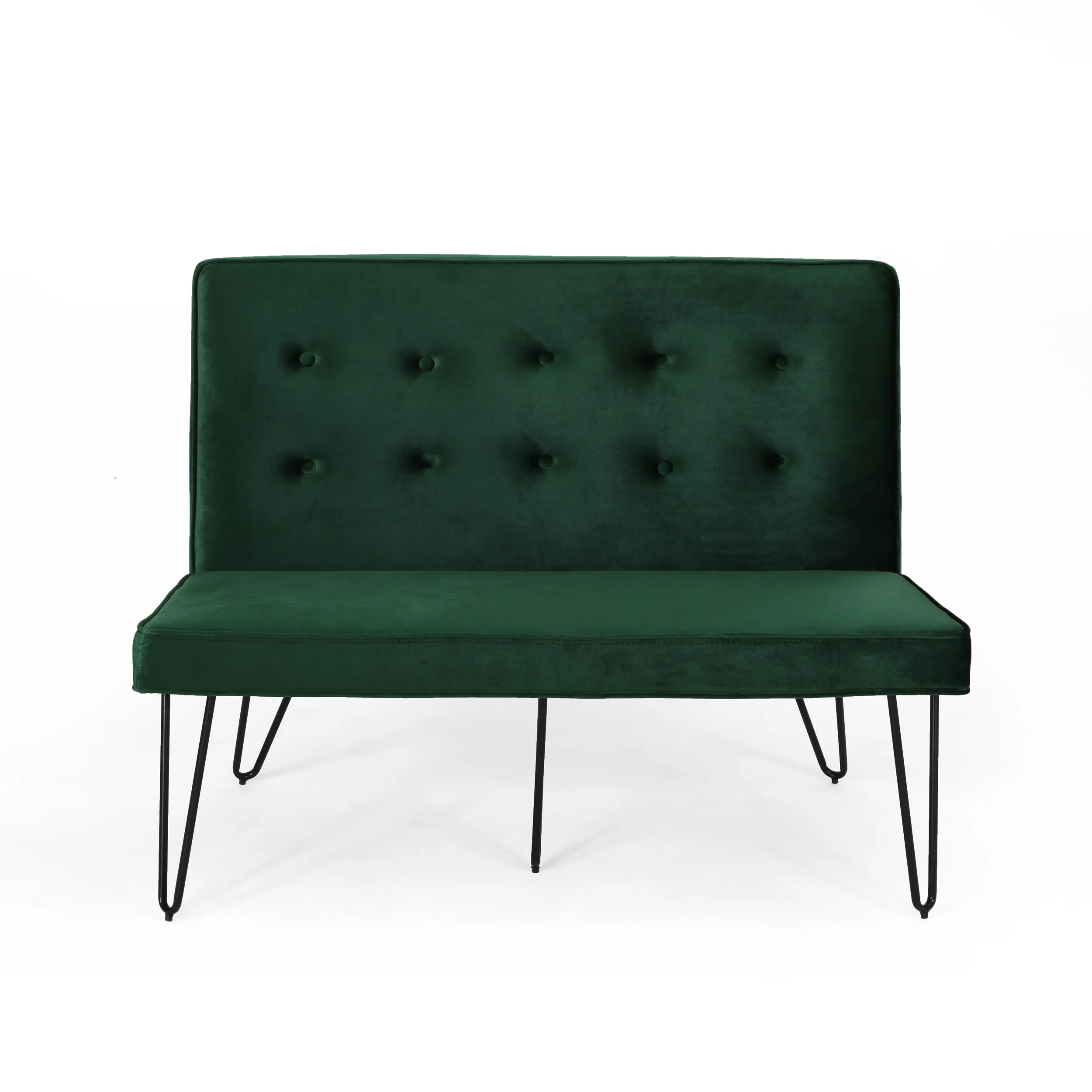 Beatrice Modern Tufted Velvet Dining Bench Settee with Hairpin Legs