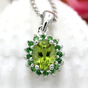 Beautiful Peridot Tsavorite Fine Necklace Pendant