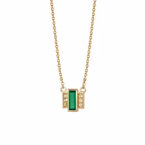 Beloved Green Onyx Baguette Necklace 18ct Gold Plate