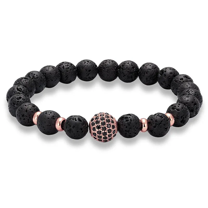 Best Seller In Europe And America Micro-inlaid Black Diamond 10MM Zircon Volcanic Rock Bracelet Bracelet