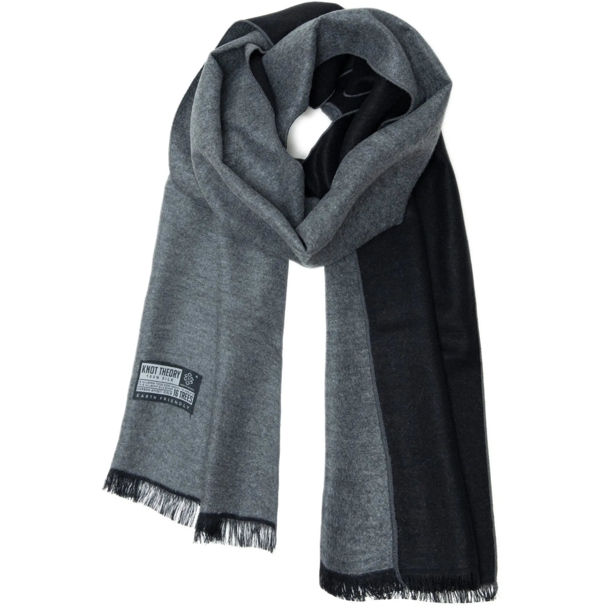 Black Grey Eco Scarf - Softer than Cashmere 100% Silk