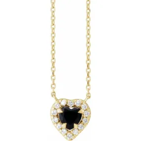 Black Onyx &  Diamond Heart Necklace