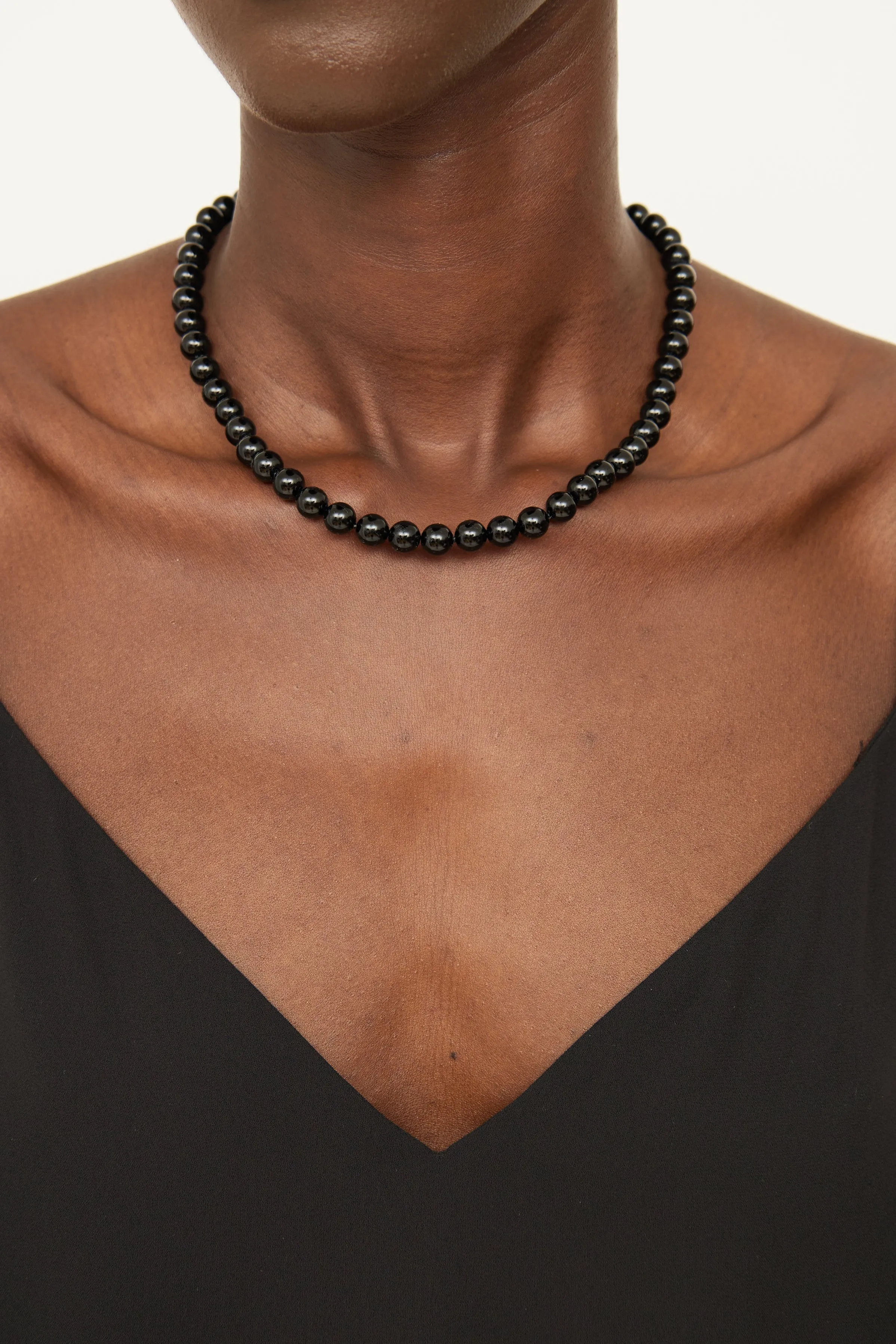 Black Onyx Bead Toggle Necklace