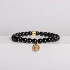 Black Tourmaline Bracelet with Celestial Charm