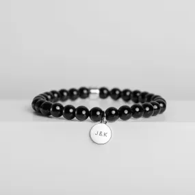 Black Tourmaline Bracelet with Sterling Silver Charm