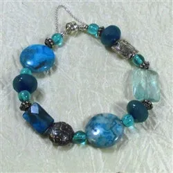 Blue Agate Gemstone and Silver Whimsical Bracelet