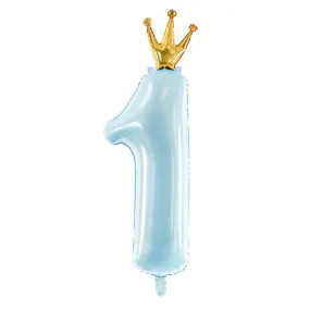 Blue One Crown Balloon