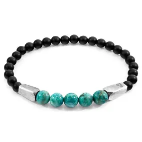 BLUE TURQUOISE HUKOU SILVER AND STONE BRACELET