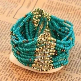 Bohemian Turquoise Elastic Beaded Bracelet