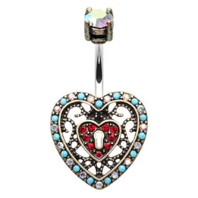 Boho Locked Heart Navel Ring