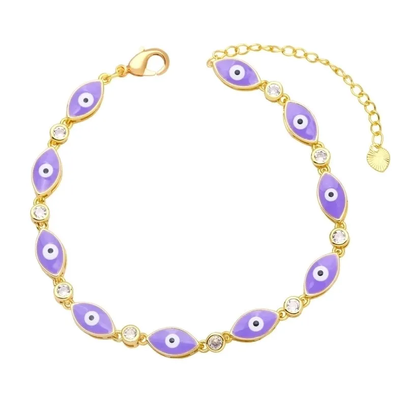 Boho Style Evil Eye Bracelet Color Dripping Eye Copper Bracelet Female Wholesale