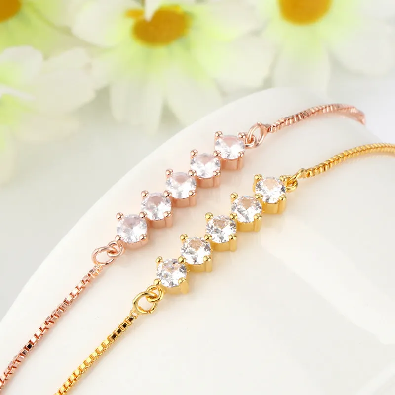 Bracelet Rose Gold Plated With 10 Zircon Diamonds