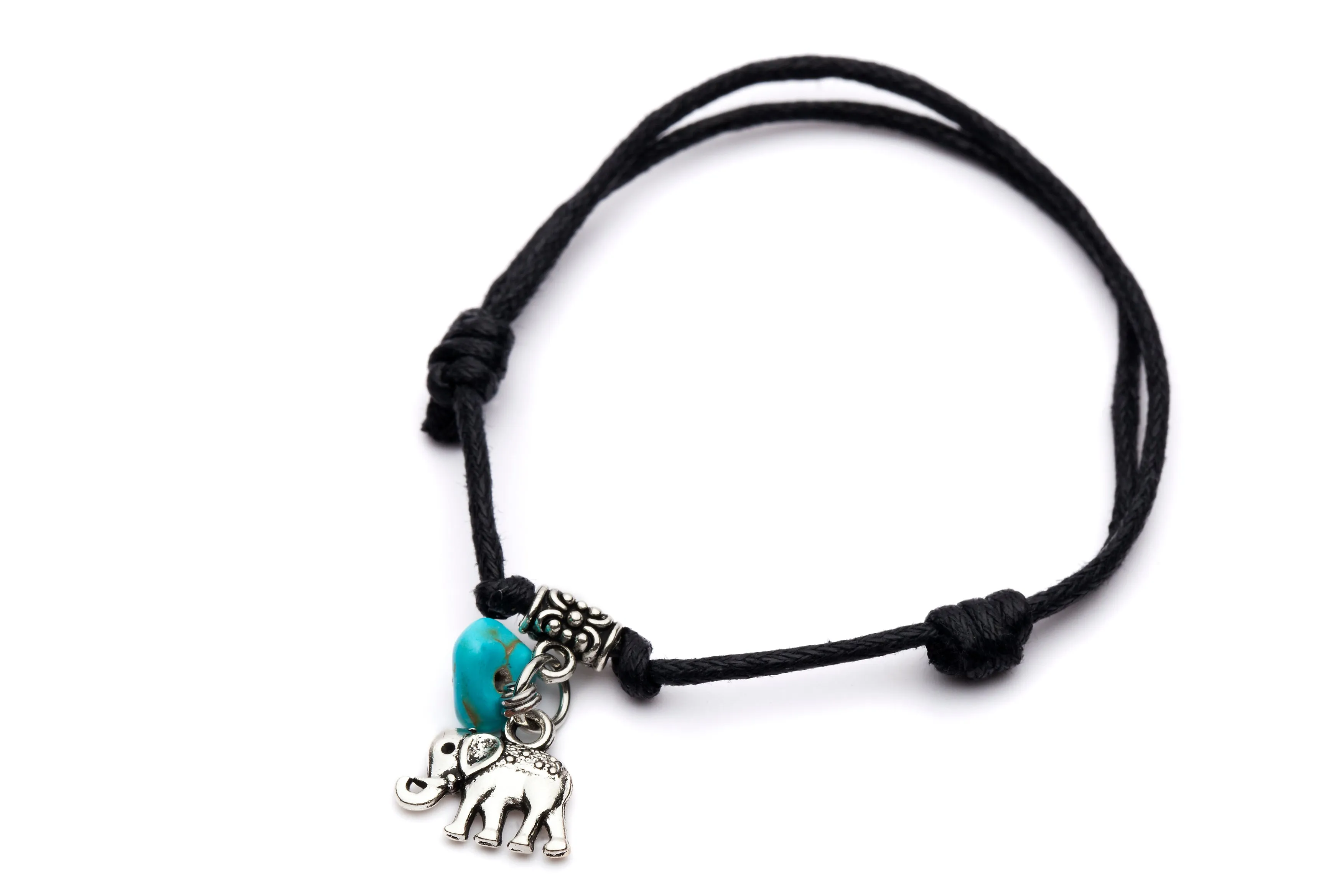 Bracelet Sliding Knots Elephant with Turquoise