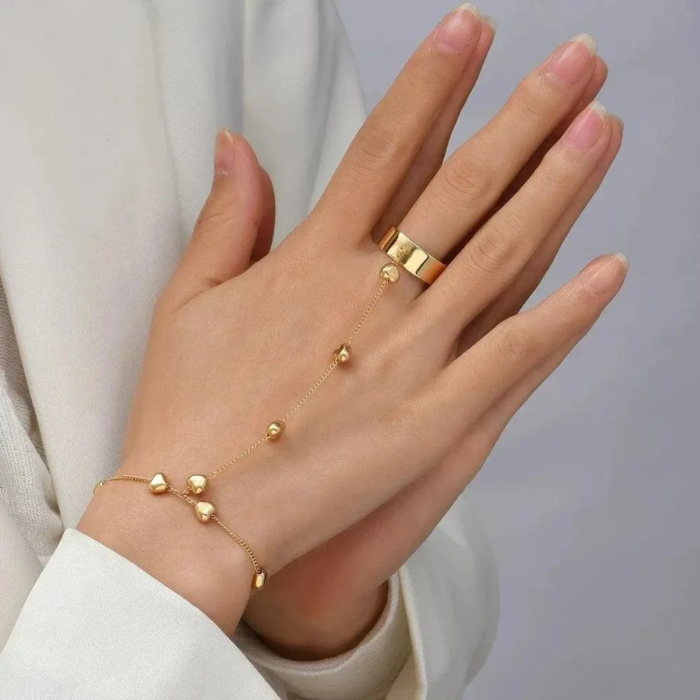 Bracelets and Finger Rings Charm Jewelry - Simple Chain - Gold Plated - TSJ3