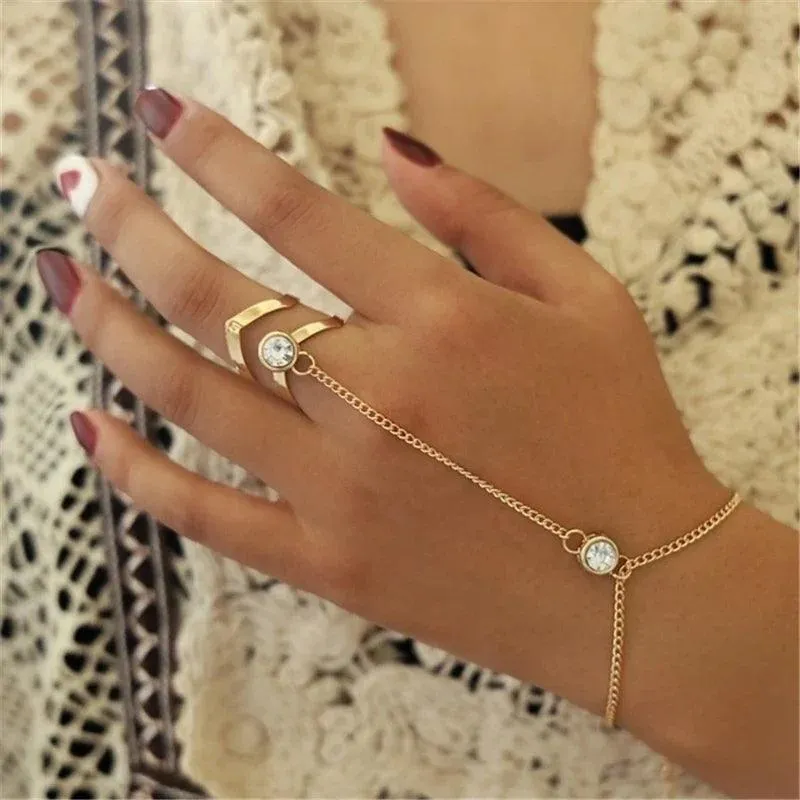 Bracelets and Finger Rings Charm Jewelry - Simple Chain - Gold Plated - TSJ3