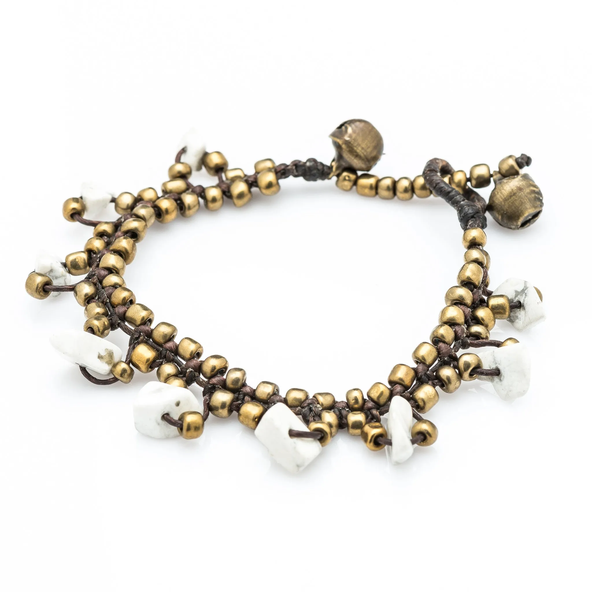 Brass Beads Bracelet with Howlite Stones