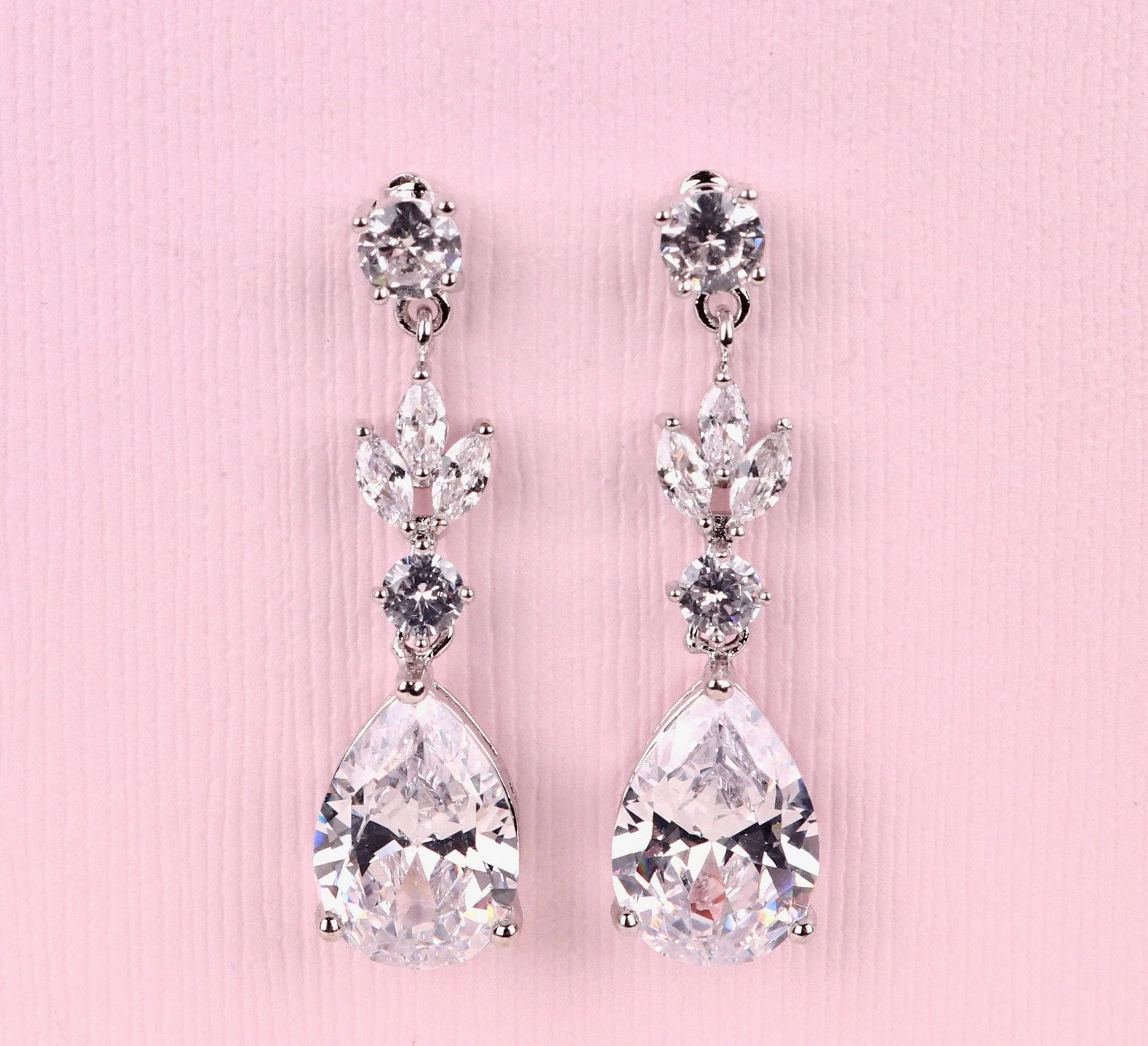 Bridal Crystal Teardrop Earrings - Megan