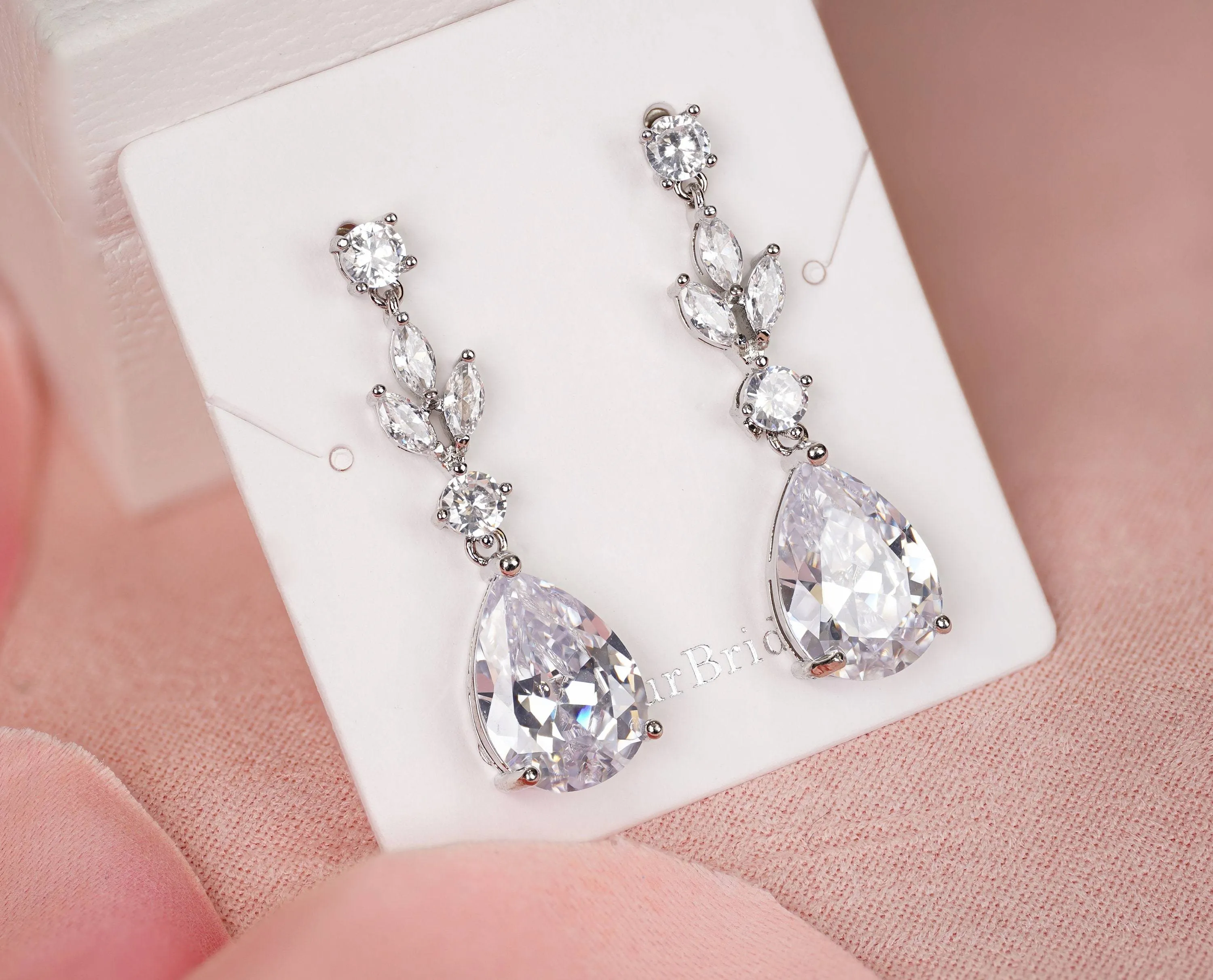 Bridal Crystal Teardrop Earrings - Megan