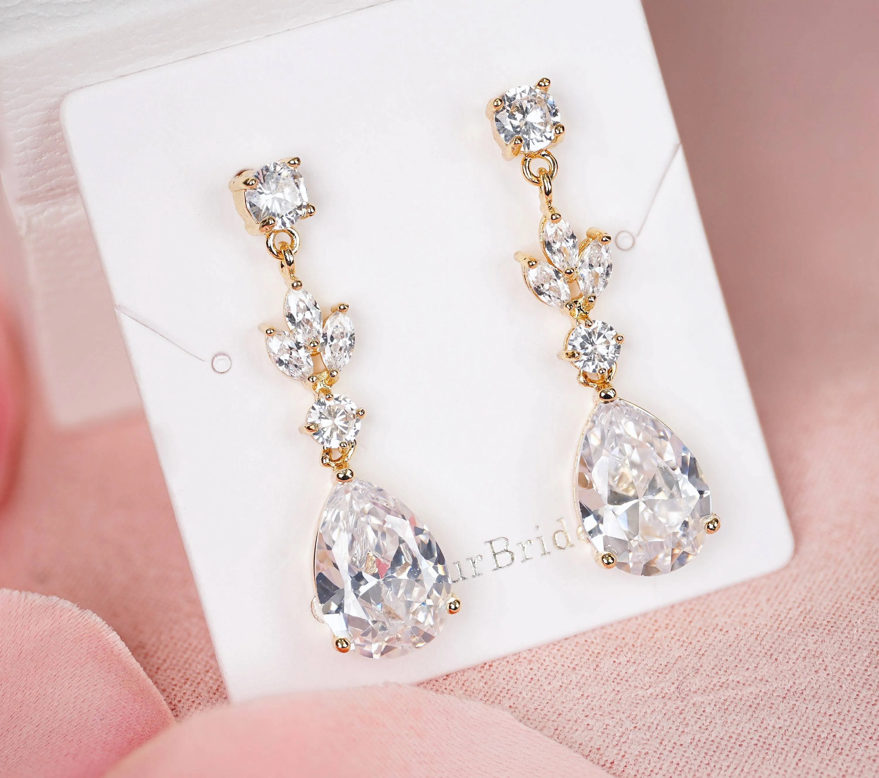 Bridal Crystal Teardrop Earrings - Megan