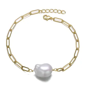 Brigitte Pearl Paperclip Link Bracelet