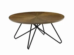 Brinnon Round Coffee Table Dark Brown and Black