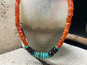 Carnelian, Onyx and Turquoise Necklace