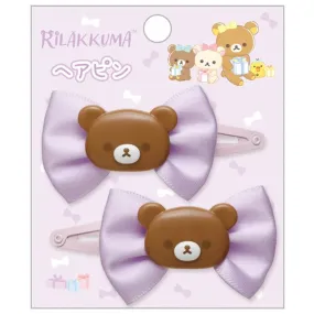 Chairoikoguma Purple Bow Hair Clips