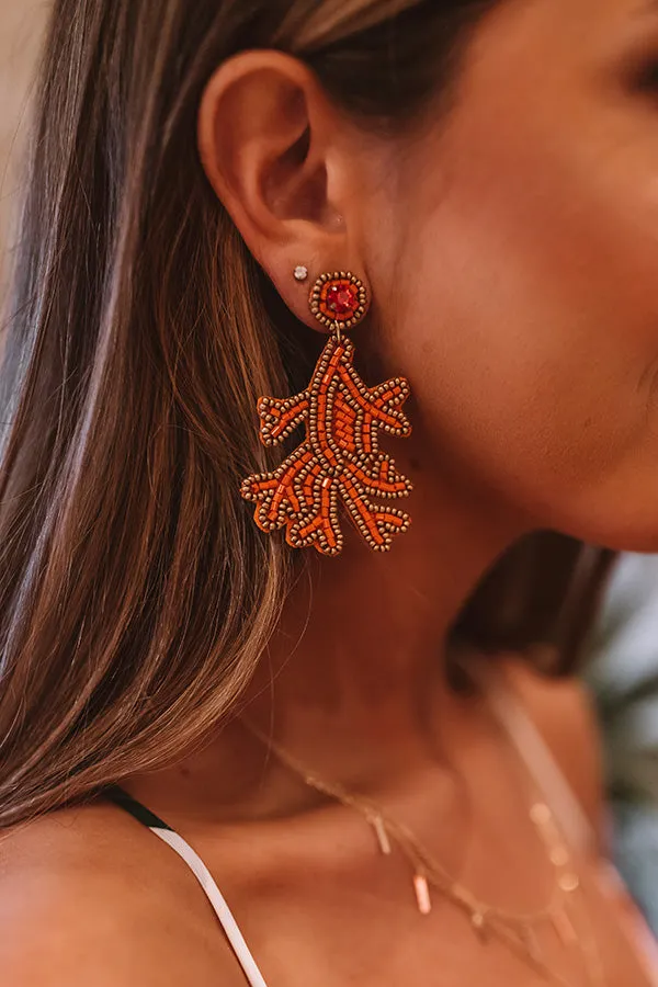 Chic And Charming Beaded Earrings In Orange