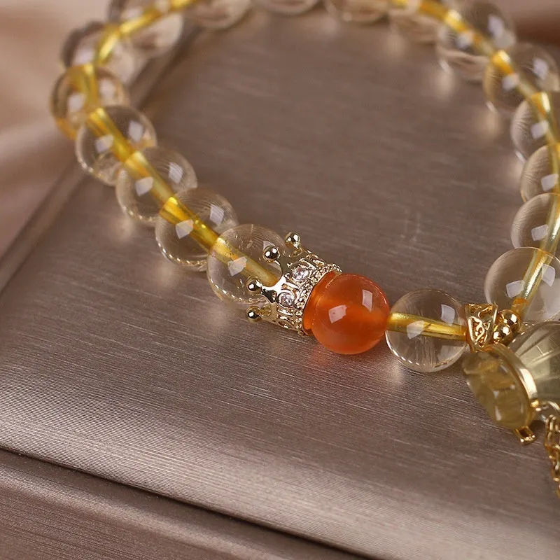 Chinese Style Light Luxury Purse Pendant Citrine Bracelet