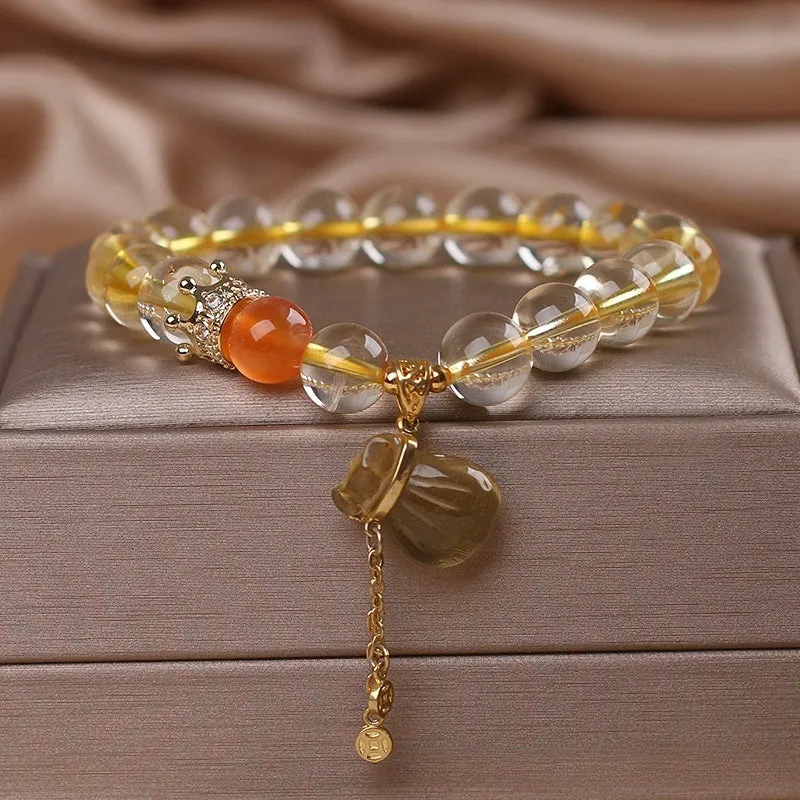 Chinese Style Light Luxury Purse Pendant Citrine Bracelet