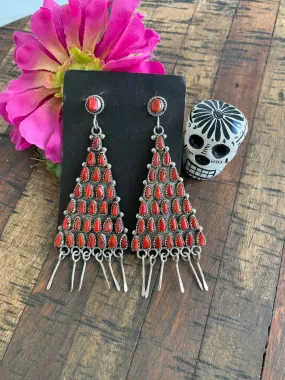 Coral Pyramid Earrings