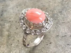 Coral Ring - Pink Oval Ring - Vintage Statement Ring