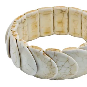 Creamy White Coral Gemstone Bangle Bracelet