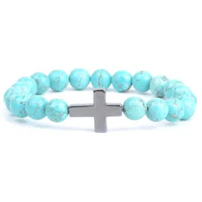 Cross Bead Bracelet <br>Turquoise Stone