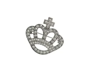 Crowning Glory Brooch - Antique Silver / Clear by Hot Tomato