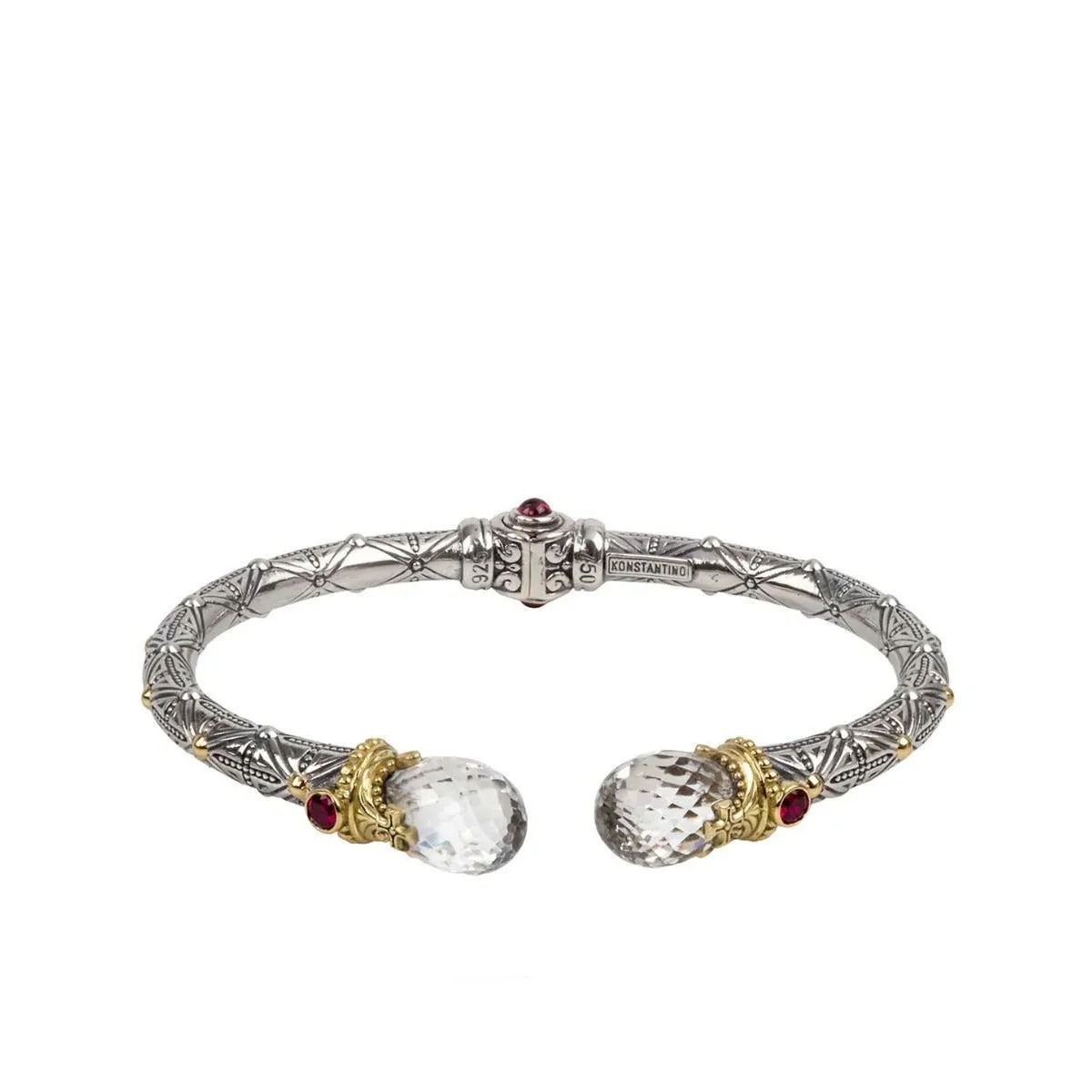 Crystal, Corundum and Garnet Hinged Bracelet