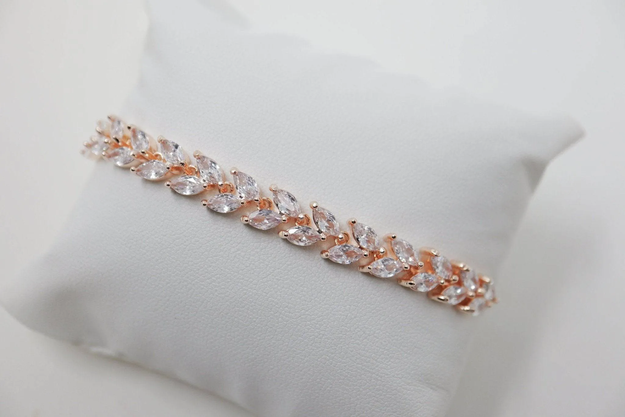 Cubic Zirconia Leaves Crystal, Diamond Bracelet, Bridal Jewelry Bridal Bracelet Swarovski Bridal Bracelet Statement Bracelet Cz