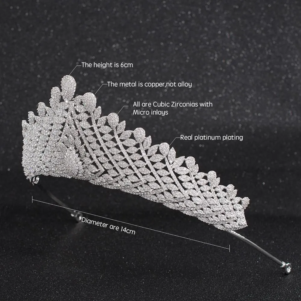 Cubic Zirconia Wedding Bridal Royal Tiara Diadem Crown CH10066