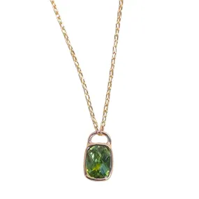 Cushion Cut Peridot Pendant Necklace