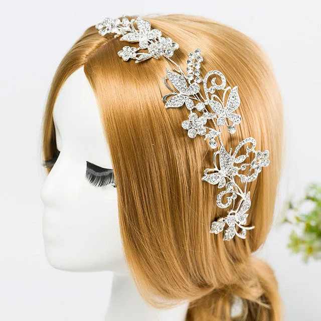 CZ Diamond Tiaras And Crowns Bridal Hair Ornaments For Weddings Crystals Pearls Hair Accessories Forehead Jewelry Women Diadem