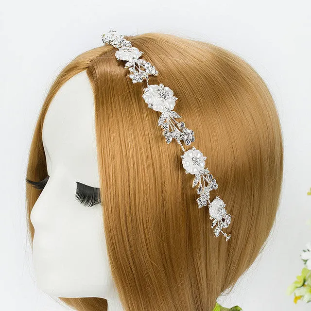 CZ Diamond Tiaras And Crowns Bridal Hair Ornaments For Weddings Crystals Pearls Hair Accessories Forehead Jewelry Women Diadem