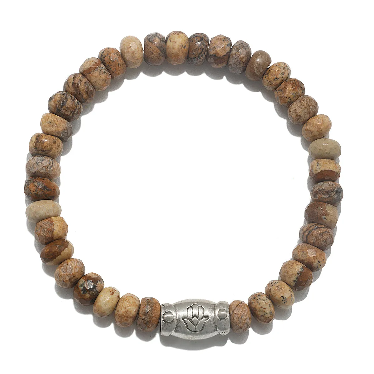 Deeply Rooted Picture Jasper Gemstone Men's Bracelet