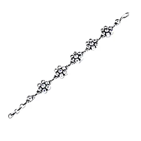 Delicate Flower Shape Cubic Zirconia Gemstone Silver Bracelet - Feminine CZ Bracelet