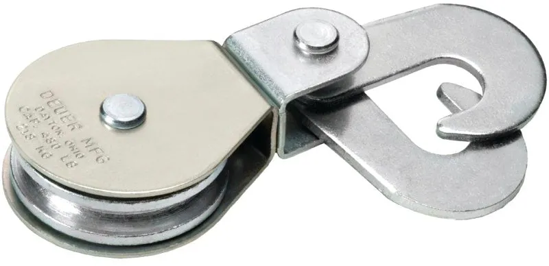 Deuer DB-20HS Scissor Hook Block, 1/4 in Rope, 480 lb Working Load, 2 in Sheave, Zinc :EA: QUANTITY: 1